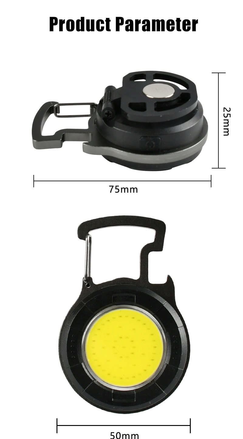 Brightenlux Mini Hand Held LED Magnetic Rechargeable Keychain COB Work Light