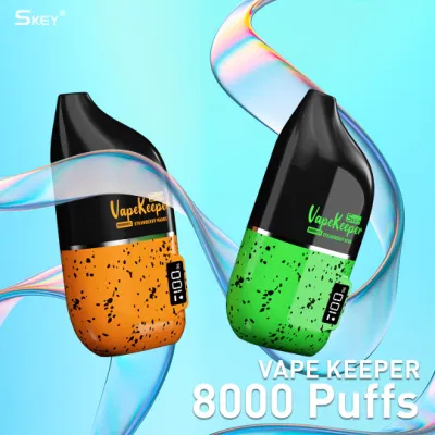 Nouvelle arrivée Skey Vapekeeper 8000 Puffs Indicateur de dispositif d'écran intelligent E Capacité de la batterie liquide 18 ml Bobine de maille Prix d'usine en gros Vape jetable